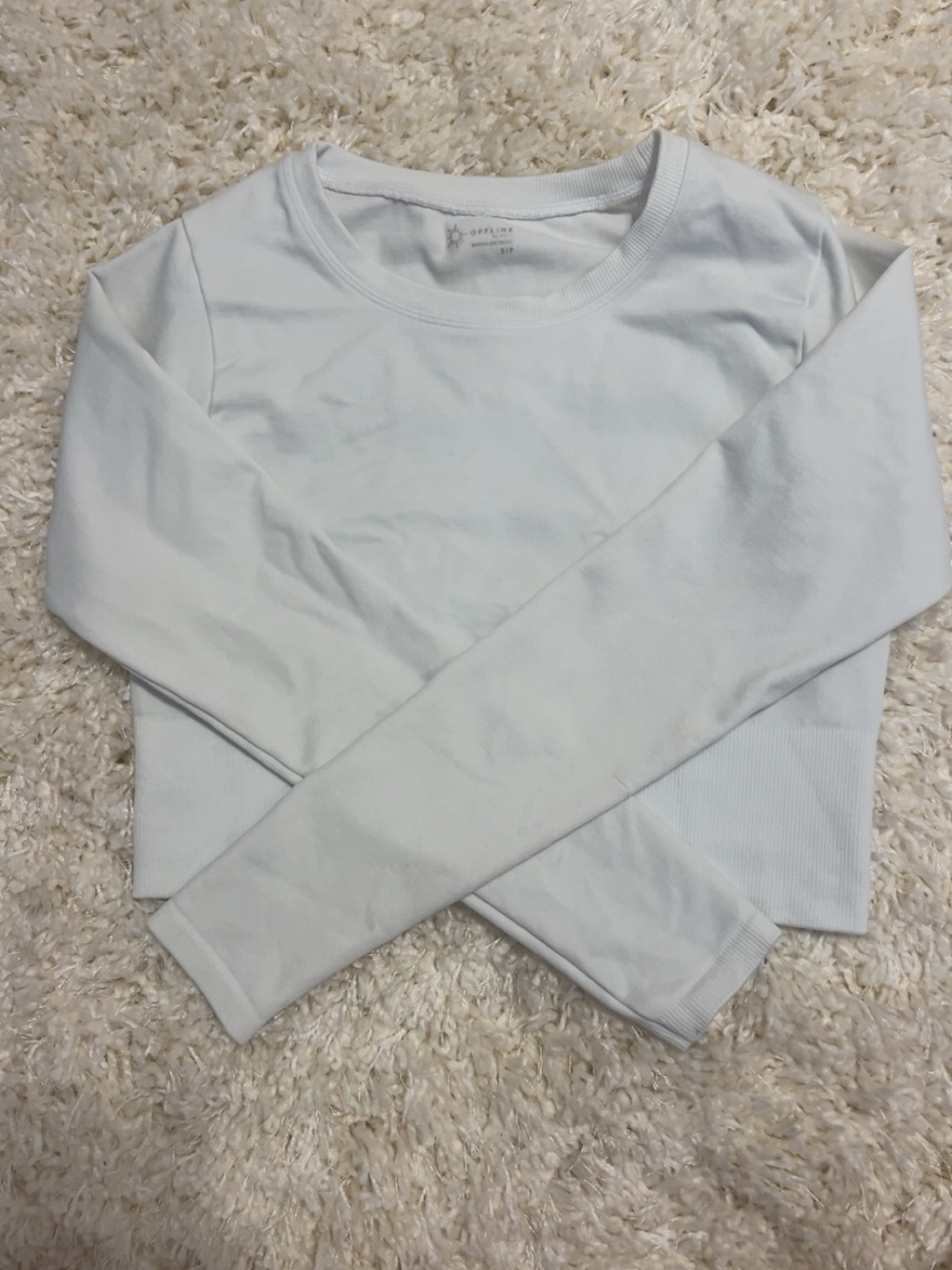 aerie White Long Sleeve Crop Top